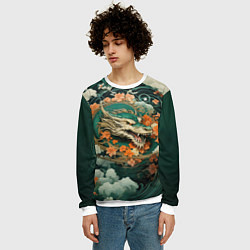 Свитшот мужской Облачный дракон Irezumi, цвет: 3D-белый — фото 2