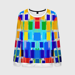 Свитшот мужской Colorful strips - pop art - vogue, цвет: 3D-белый