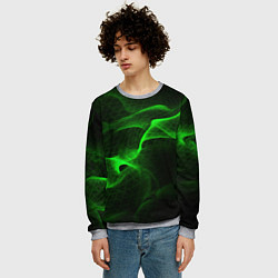 Свитшот мужской Зеленый абстрактный дым, цвет: 3D-меланж — фото 2
