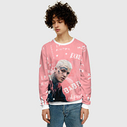 Свитшот мужской Lil Peep тату розовый, цвет: 3D-белый — фото 2