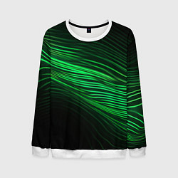 Свитшот мужской Green neon lines, цвет: 3D-белый