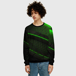 Свитшот мужской Зеленая абстракция со светом, цвет: 3D-черный — фото 2