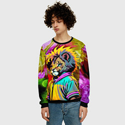 Свитшот мужской Funny lion cub - pop art, цвет: 3D-черный — фото 2