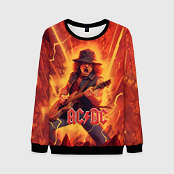 Свитшот мужской ACDC rock music fire, цвет: 3D-черный