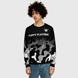 Свитшот мужской Poppy Playtime glitch на темном фоне: символ сверх, цвет: 3D-черный — фото 2