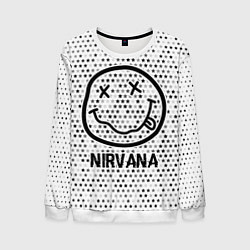 Мужской свитшот Nirvana glitch на светлом фоне
