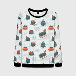 Свитшот мужской Зимние веселые лягушки, цвет: 3D-черный