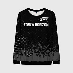 Свитшот мужской Forza Horizon glitch на темном фоне: символ сверху, цвет: 3D-черный