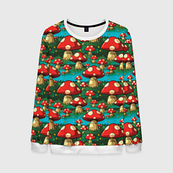 Мужской свитшот Мультяшный мухомор паттерн