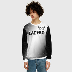 Свитшот мужской Placebo glitch на светлом фоне: символ сверху, цвет: 3D-белый — фото 2