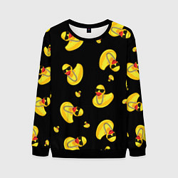 Мужской свитшот Жёлтая уточка в в темных очках и цепочке на черном