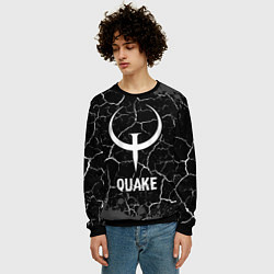 Свитшот мужской Quake glitch на темном фоне, цвет: 3D-черный — фото 2