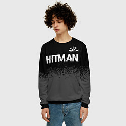 Свитшот мужской Hitman glitch на темном фоне: символ сверху, цвет: 3D-черный — фото 2