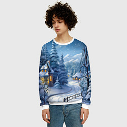 Свитшот мужской Новогодний домик, цвет: 3D-белый — фото 2