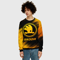 Свитшот мужской Skoda - gold gradient, цвет: 3D-черный — фото 2