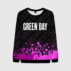 Свитшот мужской Green Day rock legends посередине, цвет: 3D-черный
