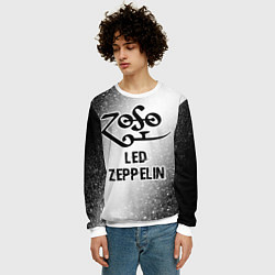 Свитшот мужской Led Zeppelin glitch на светлом фоне, цвет: 3D-белый — фото 2