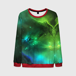 Свитшот мужской Бескрайний космос зелёный, цвет: 3D-красный
