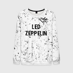 Свитшот мужской Led Zeppelin glitch на светлом фоне посередине, цвет: 3D-белый