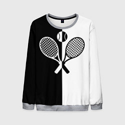 Свитшот мужской Теннис - чёрно белое, цвет: 3D-меланж