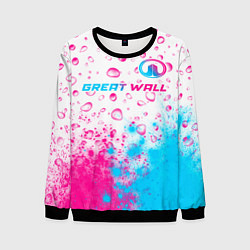 Свитшот мужской Great Wall neon gradient style посередине, цвет: 3D-черный