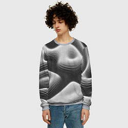Свитшот мужской Чёрно белый точечный абстрактный фон, цвет: 3D-меланж — фото 2
