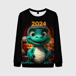 Свитшот мужской Зеленый дракон 2024, цвет: 3D-черный