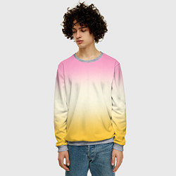 Свитшот мужской Розовый бежевый желтый градиент, цвет: 3D-меланж — фото 2