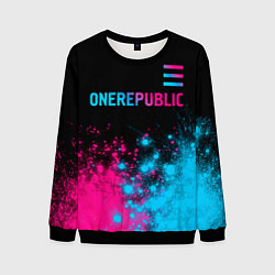 Свитшот мужской OneRepublic - neon gradient посередине, цвет: 3D-черный