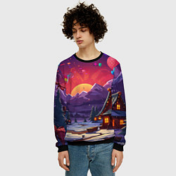 Свитшот мужской Новогодний закат, цвет: 3D-черный — фото 2