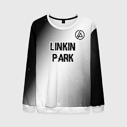 Свитшот мужской Linkin Park glitch на светлом фоне посередине, цвет: 3D-белый