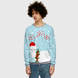 Свитшот мужской Лама в роли Санта Клауса, цвет: 3D-меланж — фото 2