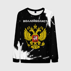 Свитшот мужской Воллейболист из России и герб РФ, цвет: 3D-черный