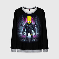 Свитшот мужской Cool Bart Simpson - cyberpunk - ai art, цвет: 3D-меланж