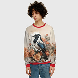 Свитшот мужской Птица в цветах, цвет: 3D-красный — фото 2