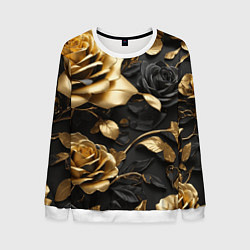 Свитшот мужской Металлические розы золотые и черные, цвет: 3D-белый