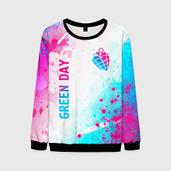 Свитшот мужской Green Day neon gradient style вертикально, цвет: 3D-черный