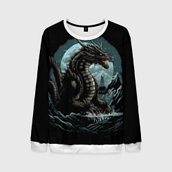 Свитшот мужской Дракон зимних ночей, цвет: 3D-белый
