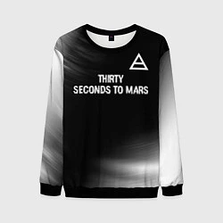 Свитшот мужской Thirty Seconds to Mars glitch на темном фоне посер, цвет: 3D-черный