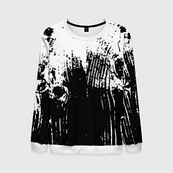 Свитшот мужской Черно-белая абстракция гранж, цвет: 3D-белый