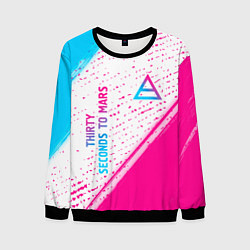 Мужской свитшот Thirty Seconds to Mars neon gradient style вертика