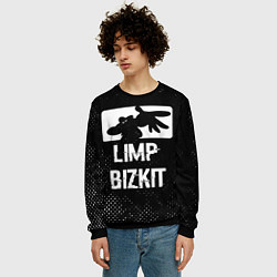 Свитшот мужской Limp Bizkit glitch на темном фоне, цвет: 3D-черный — фото 2