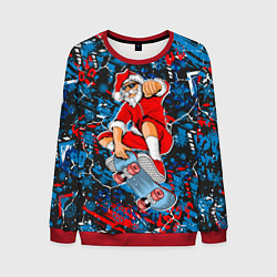 Свитшот мужской Санта Клаус на скейтборде, цвет: 3D-красный