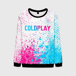 Свитшот мужской Coldplay neon gradient style посередине, цвет: 3D-черный