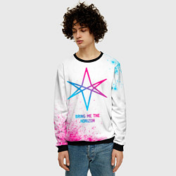 Свитшот мужской Bring Me the Horizon neon gradient style, цвет: 3D-черный — фото 2