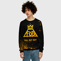 Свитшот мужской Fall Out Boy - gold gradient, цвет: 3D-черный — фото 2