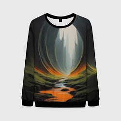Свитшот мужской Природа на загадочной планете, цвет: 3D-черный