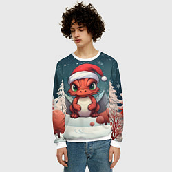 Свитшот мужской Символ нового 2024 года маленький дракон, цвет: 3D-белый — фото 2