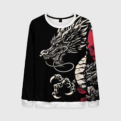 Свитшот мужской Japanese dragon - irezumi - art, цвет: 3D-белый