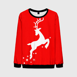 Свитшот мужской Рождественский олень Red and white, цвет: 3D-черный